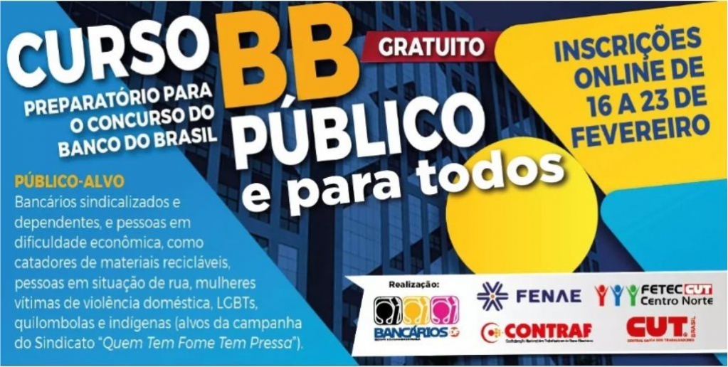 Sindicato dos Banc�arios de Presidente Prudente - Movimento sindical oferece cursinho gratuito para o concurso do BB