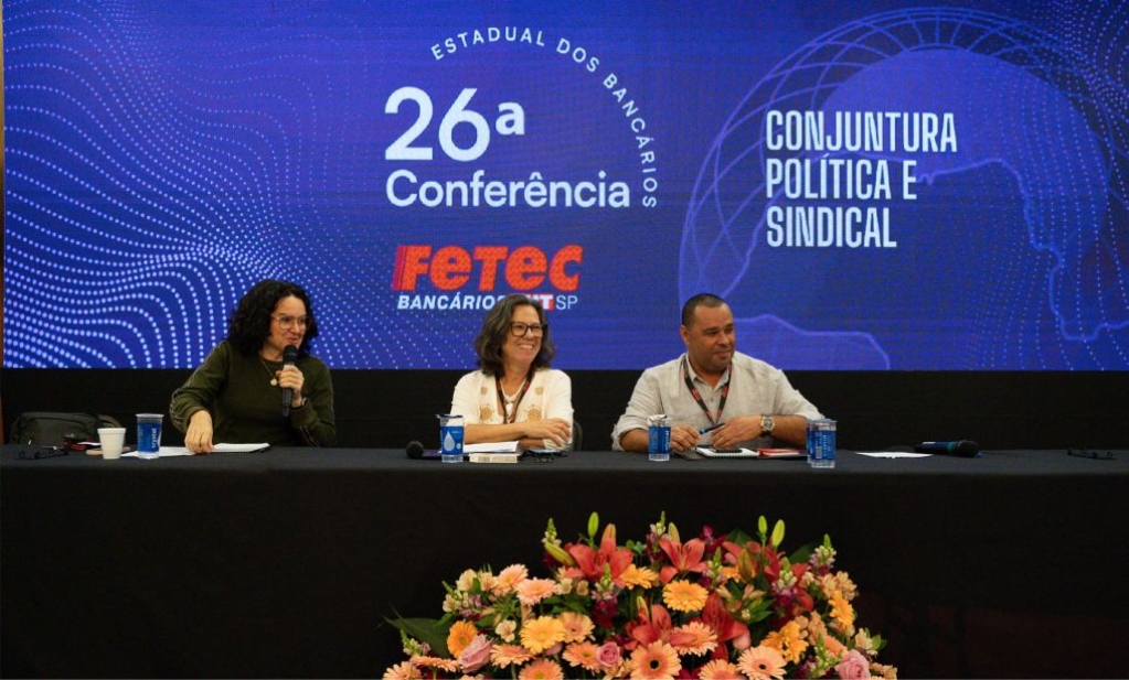 Sindicato dos Banc�arios de Presidente Prudente - Mesa de Conjuntura Política e Sindical aborda importância da força de mobilização da categoria bancária para o país