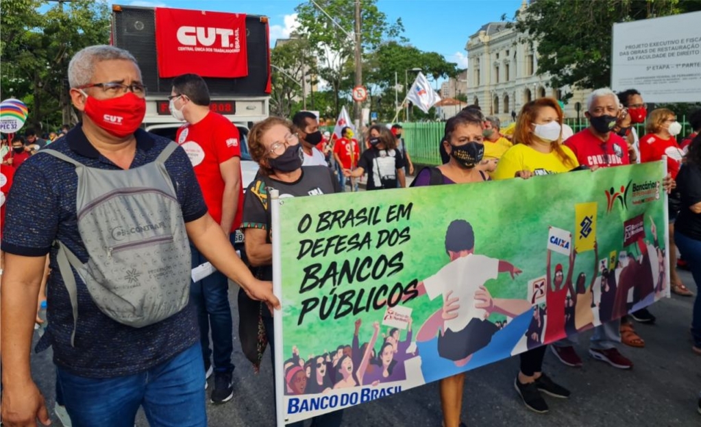 Sindicato dos Banc�arios de Presidente Prudente - Bancários participam das manifestações contra a Reforma Administrativa