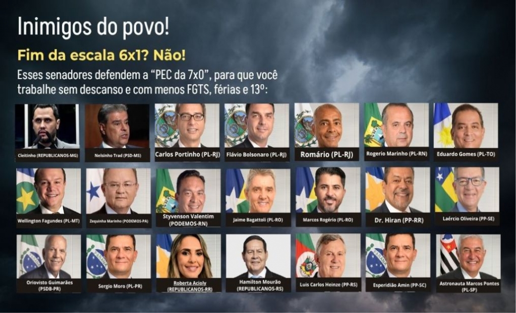 Sindicato dos Banc�arios de Presidente Prudente - PEC da 7x0: quem são os senadores que querem aumentar a jornada e reduzir direitos